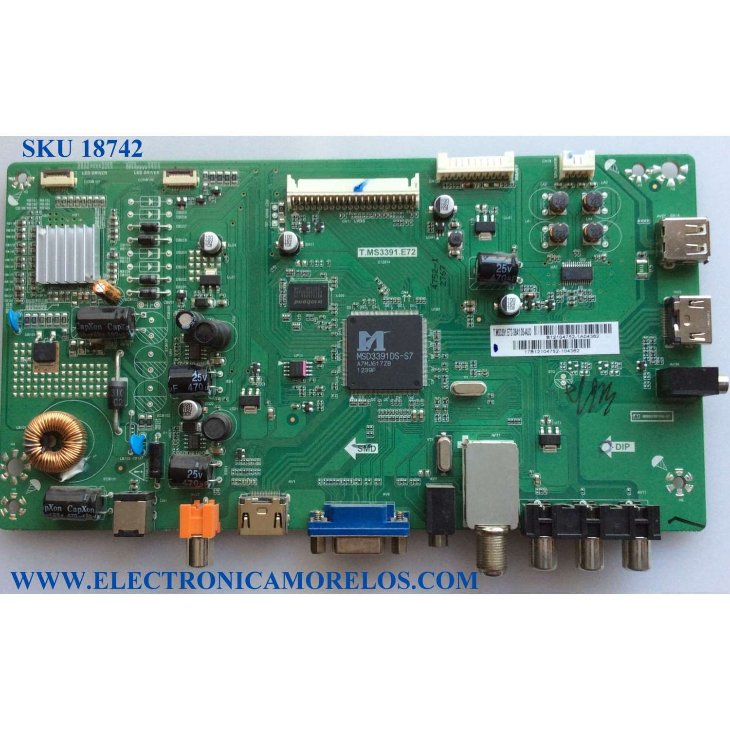 MAIN / WESTINGHOUSE B12104752 / T.MS3391.E72 / T.MS3391.E72-39A1.05-AUO / PANEL T390HVN01.0 / MODELO UW39T7HW